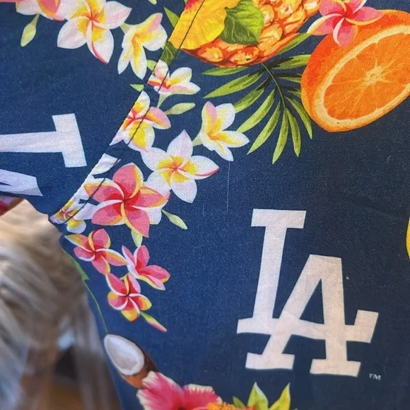 Dodgers Hawaiian shirt blue fruits floral size 3XL - Picture 3 of 8